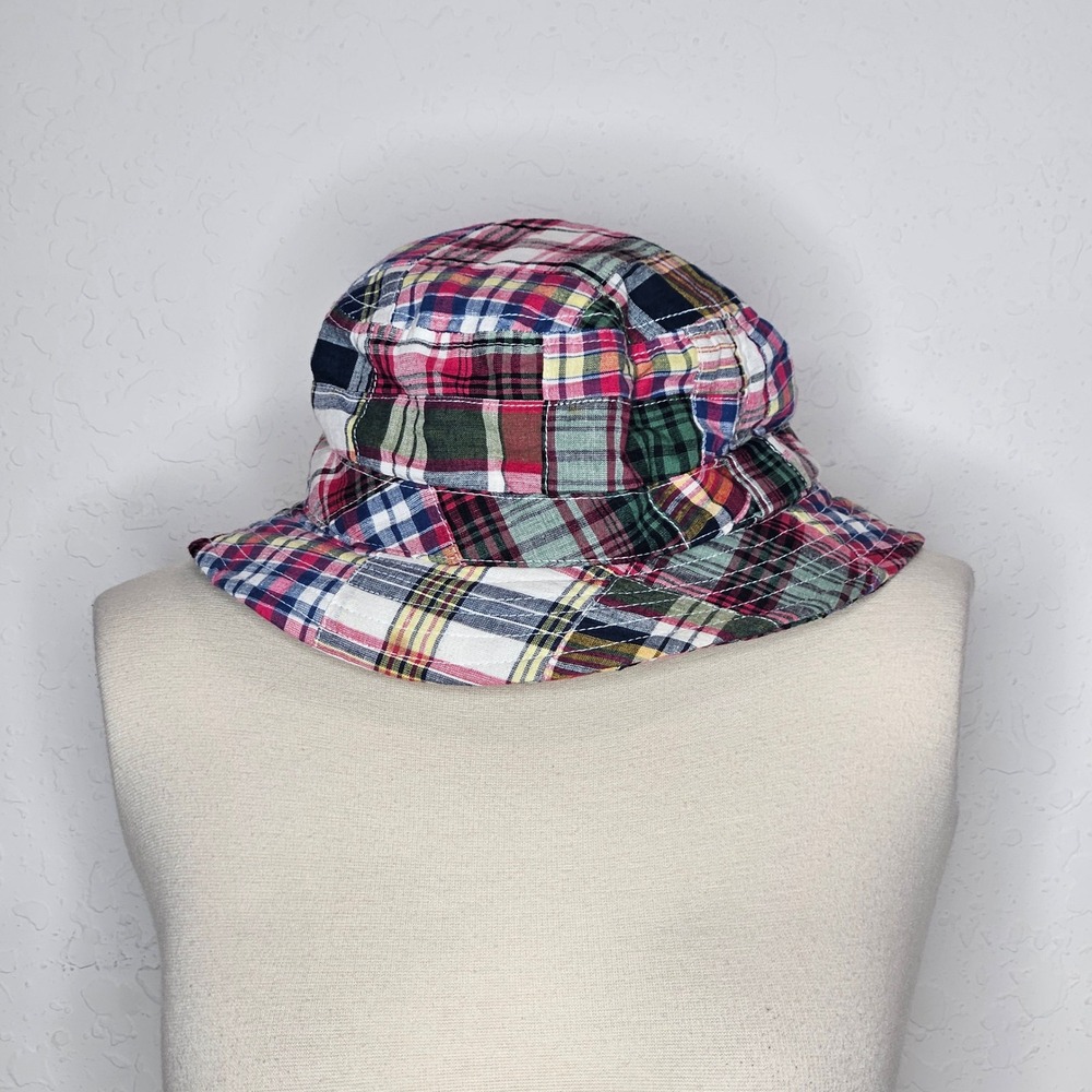 Weatherproof Mens Patchwork Madras Plaid Bucket Hat Multicolor Cotton Size M
